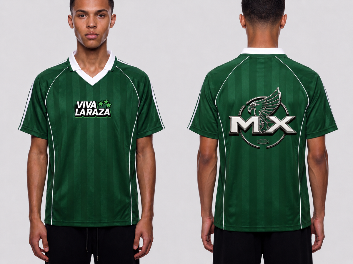 "MEXICO" Shadow Stripe Collared Soccer Jersey