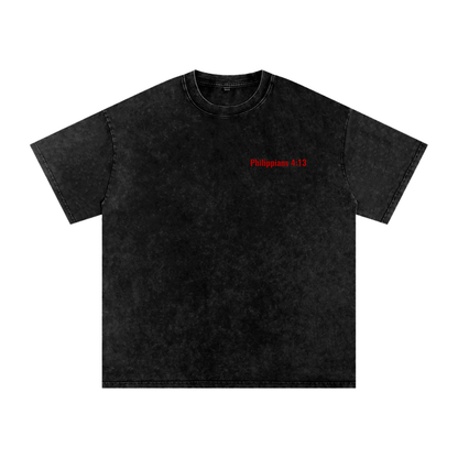 "CHECKMATE" Snow Washed Oversized Cotton T-Shirt