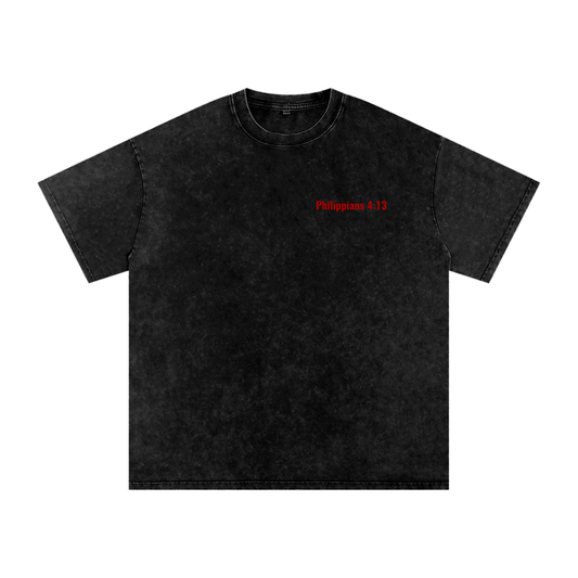 "CHECKMATE" Snow Washed Oversized Cotton T-Shirt