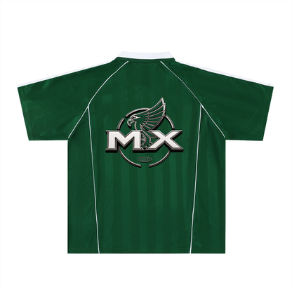 "MEXICO" Shadow Stripe Collared Soccer Jersey