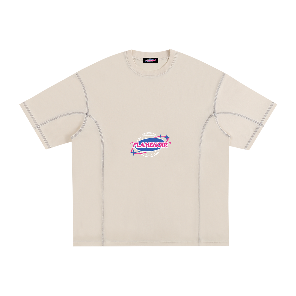 "STREET CULTURE"  Contrast-Stitched Cotton T-Shirt