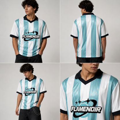 "ARGENTINA" Unisex Boxy Striped Collared Soccer Jersey