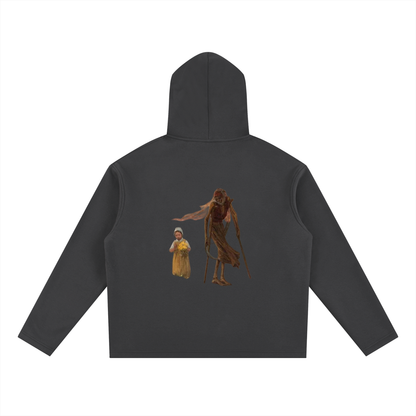 "GIRL AND DEATH" Oversized Fleece Hoodie