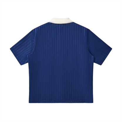 "FRANCE" Contrast Collar Striped Soccer Jersey