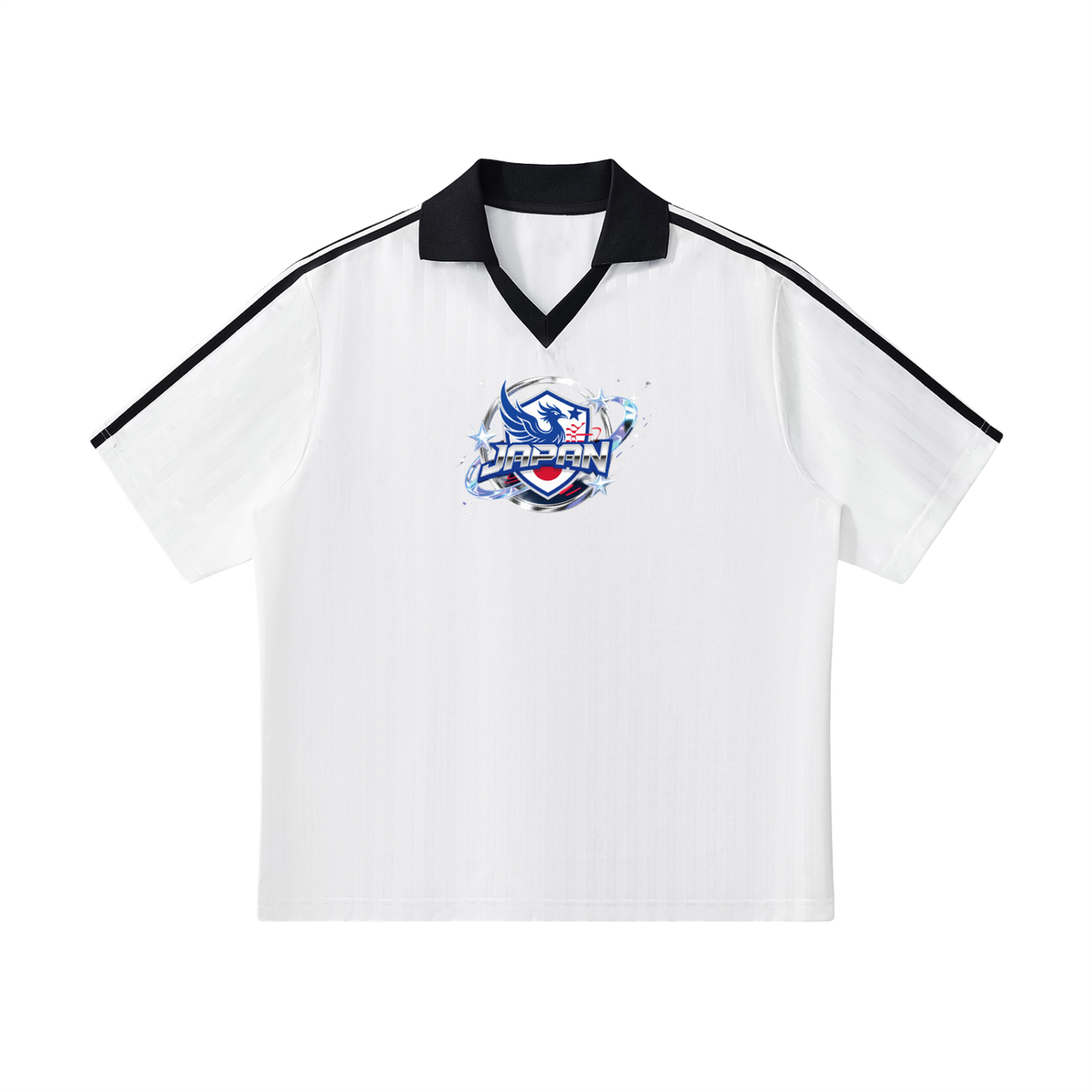 "JAPAN" Contrast Collar Striped Soccer Jersey