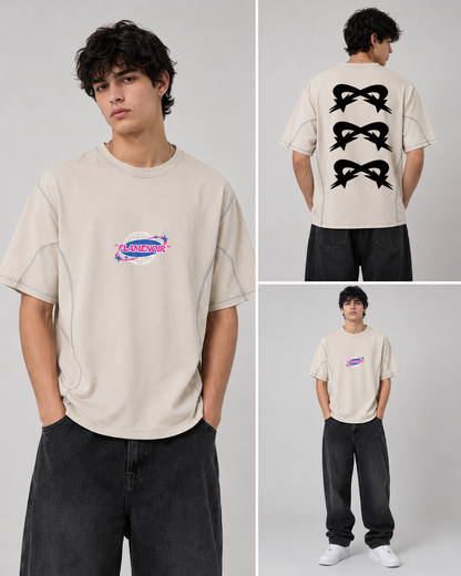 "STREET CULTURE"  Contrast-Stitched Cotton T-Shirt