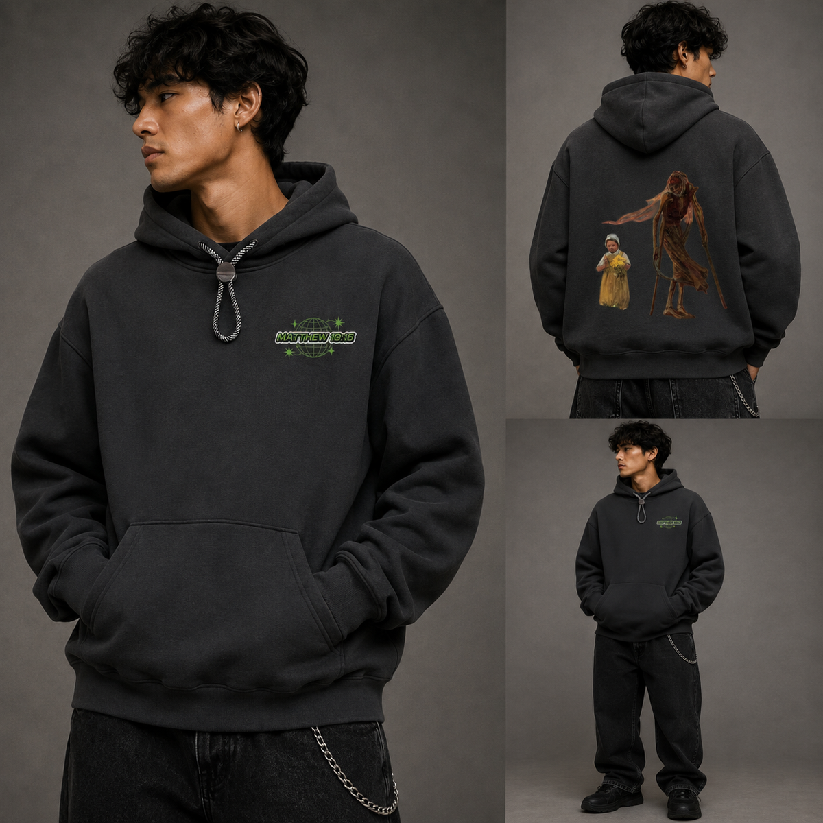 "GIRL AND DEATH" Oversized Fleece Hoodie