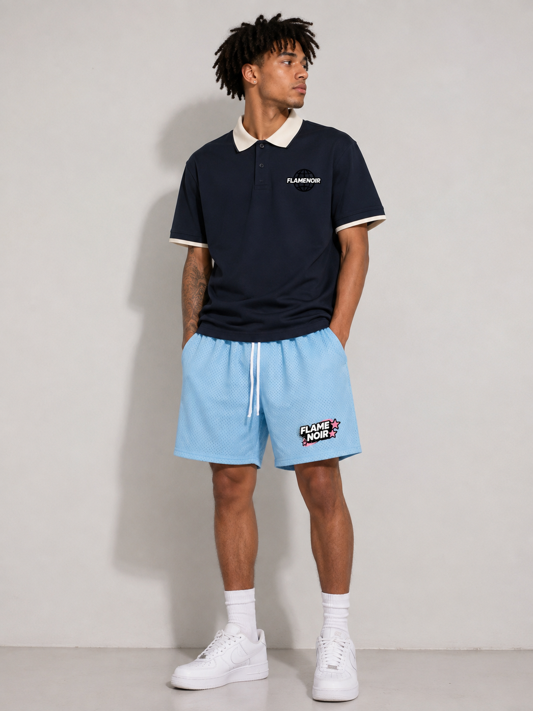 "BUBBLE" Mesh Drawstring Shorts