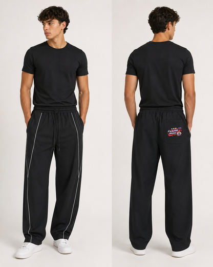 "FLAMENOIR" Reflection Striped Straight-Leg Sweatpants